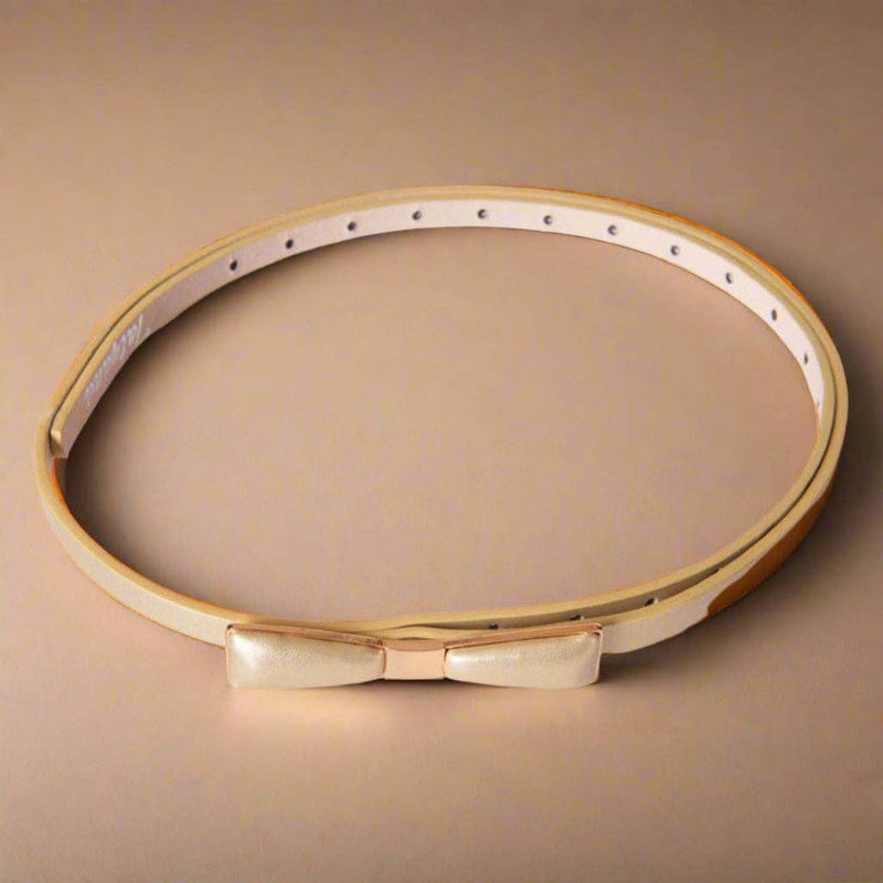Retro-Inspired Metal Bow Belt - Gold