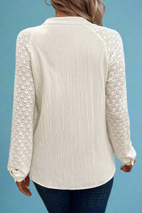 Lace Sleeve V-Neck Blouse