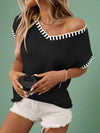 V-Neck Sleeveless Knit Pullover - Black