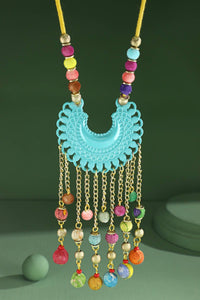 Abstract Beaded Pendant Necklace
