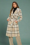 Vanilla Voyager Plaid Belted Coat