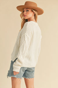 Adela Cable Knit Sweater - White