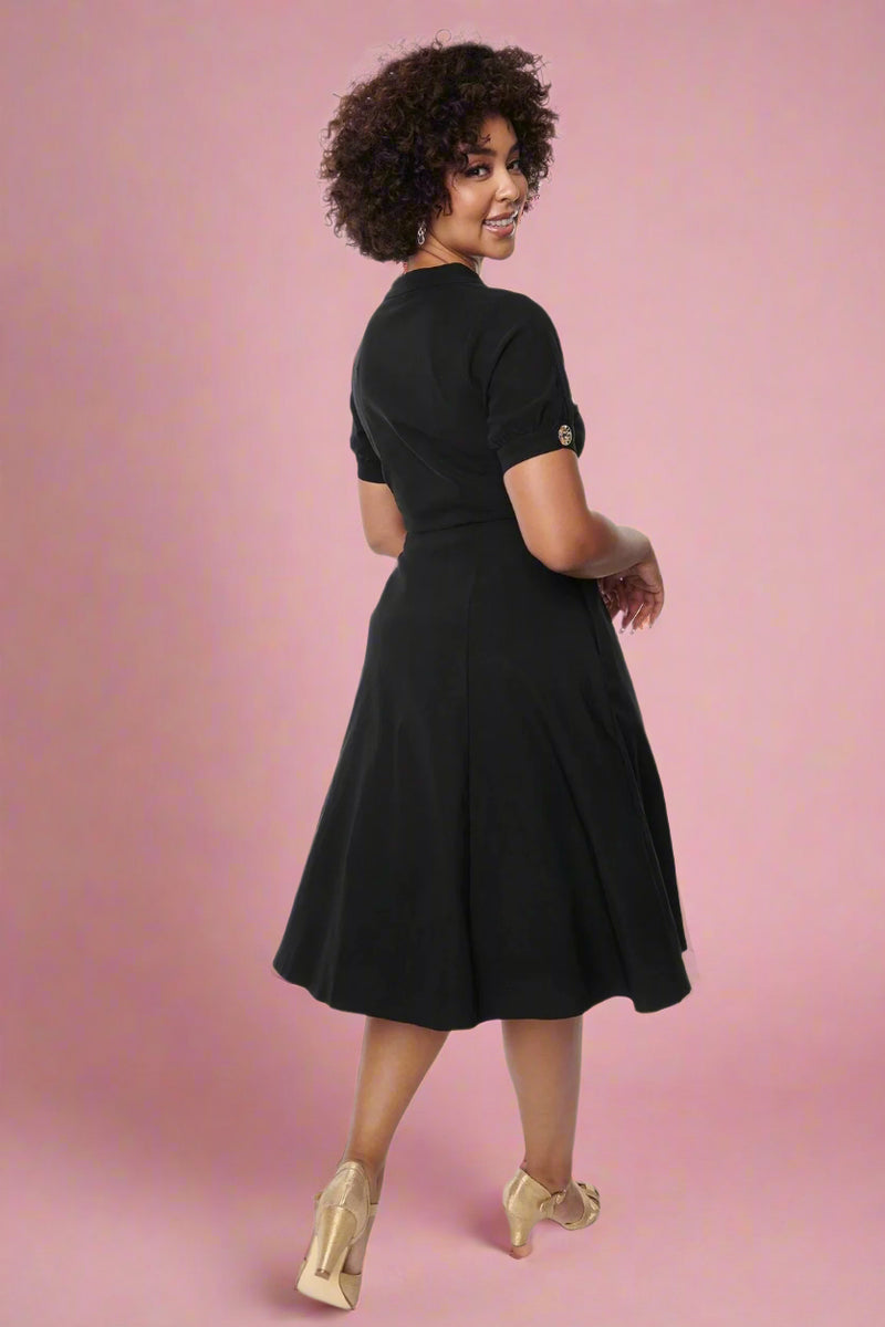 Button Swing Dress - Black