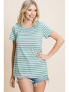 Casual Stripe Tee - Sage