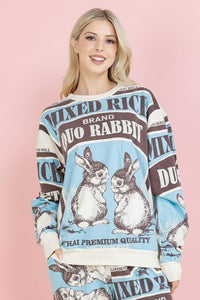 Bold Graphic Cotton Sweatshirt - Rabbit