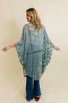 Embroidered Leaf Botanical Kimono Sage
