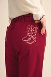 Cowgirl Embroidery High Rise Flared Pants