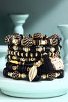 7 Strand Multi Bead Stretch Bracelet - Black