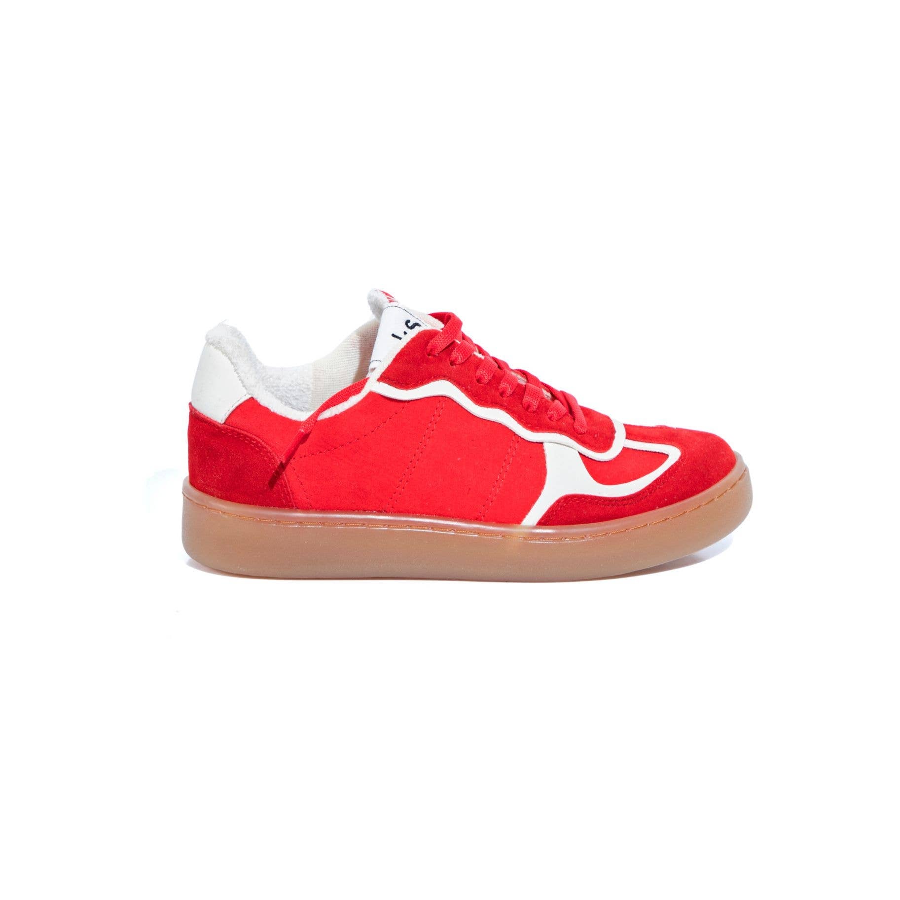 Faux Suede Fashion Sneakers – Red