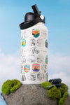 Fifty States Bucket List Water Bottle - Cream