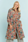 Boho Floral Jacquard Long Shirt Jacket