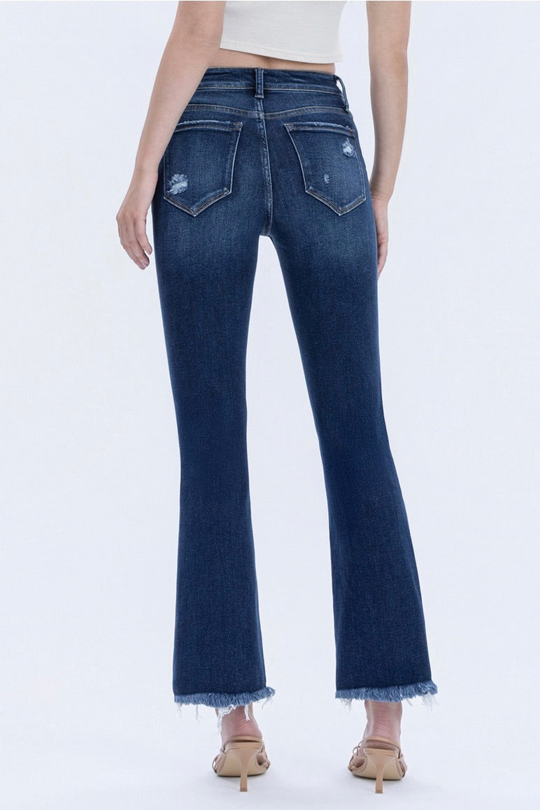 High Rise Distressed Kick Flare Jeans LV1549