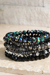 Glass Bead 9 Set Bracelet - Black