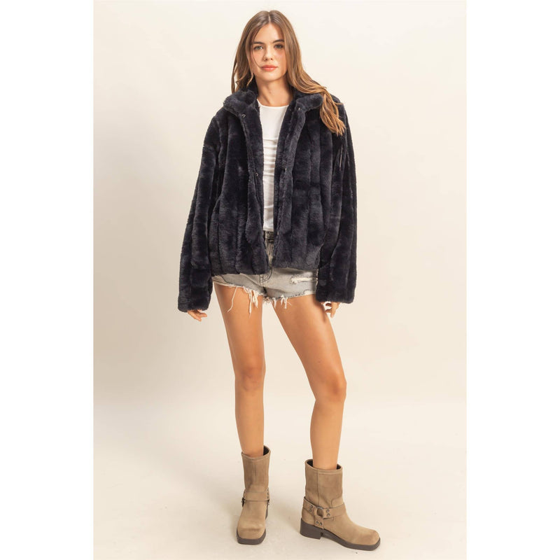 Faux Fur Jacket - Black