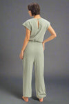 Short Sleeve Casual Jumpsuit - Sage