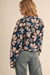 Floral Mock Neck Sweater - Black