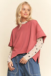 Round Neck Flowy Top - Rose