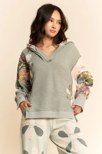 Flower Patchwork Hoodie - Seafoam