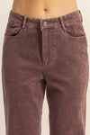 Mineral Washed Flare Pants - Brown