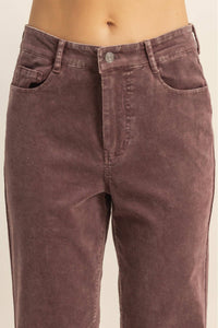 Mineral Washed Flare Pants - Brown
