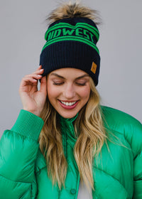 Navy & Green Midwest Pom Hat