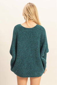 Chenille Boat Neck Sweater - Green