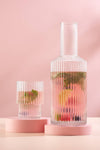 Fluted Bedside Carafe Decanter Set with Glass