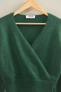 Surplice V Neck Sweater - Green