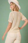 Chevron Knit Top With Scallop Neckline
