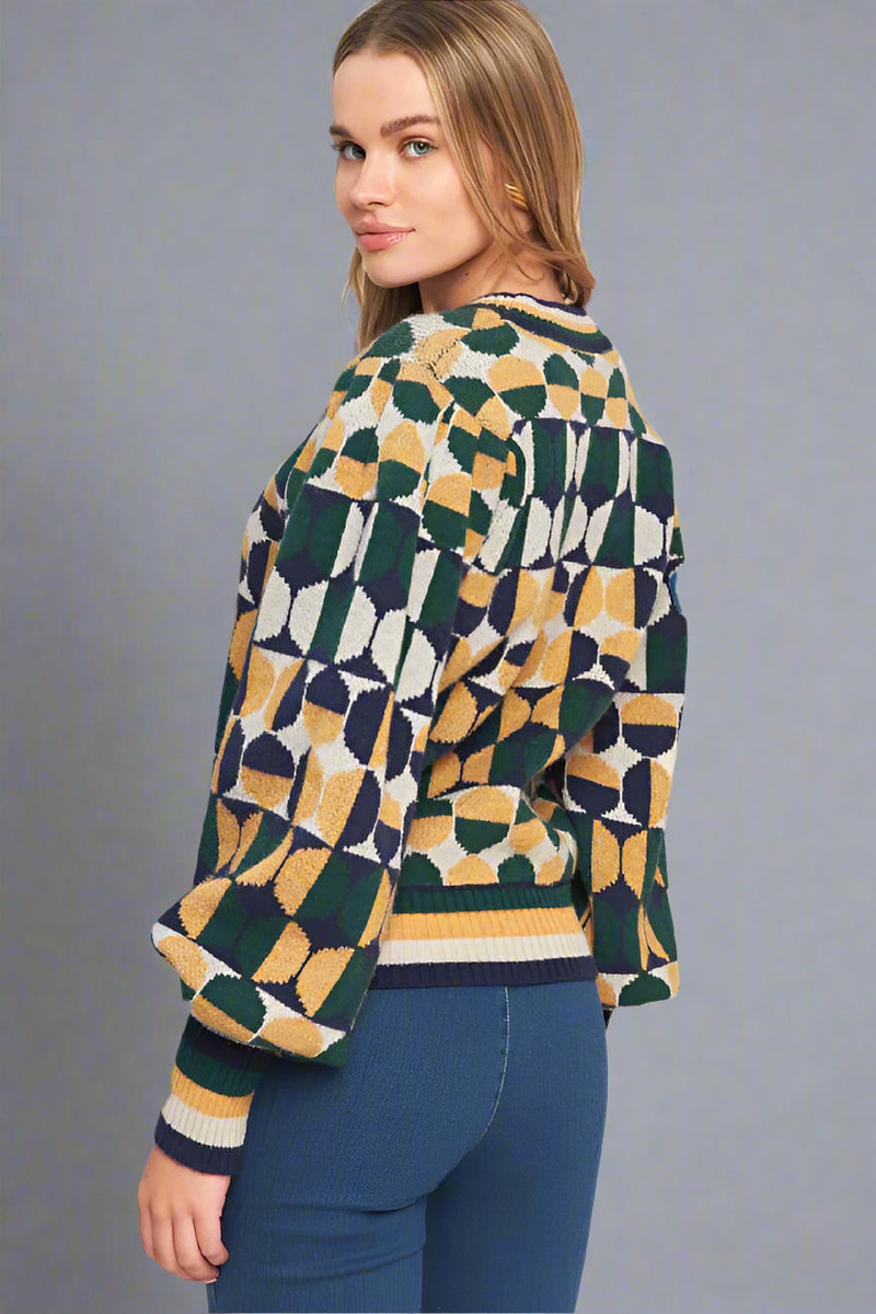 Jacquard Knit Sweater - Green