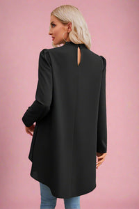 High Low Tulip Blouse - Black