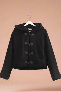 Toggle Hooded Sherpa Jacket - Black