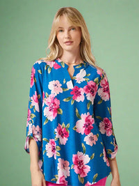 Lizzy Top - Teal Floral