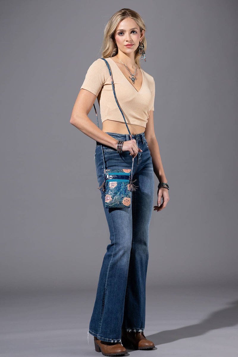Hand-Painted Genuine Leather Crossbody - Sienna