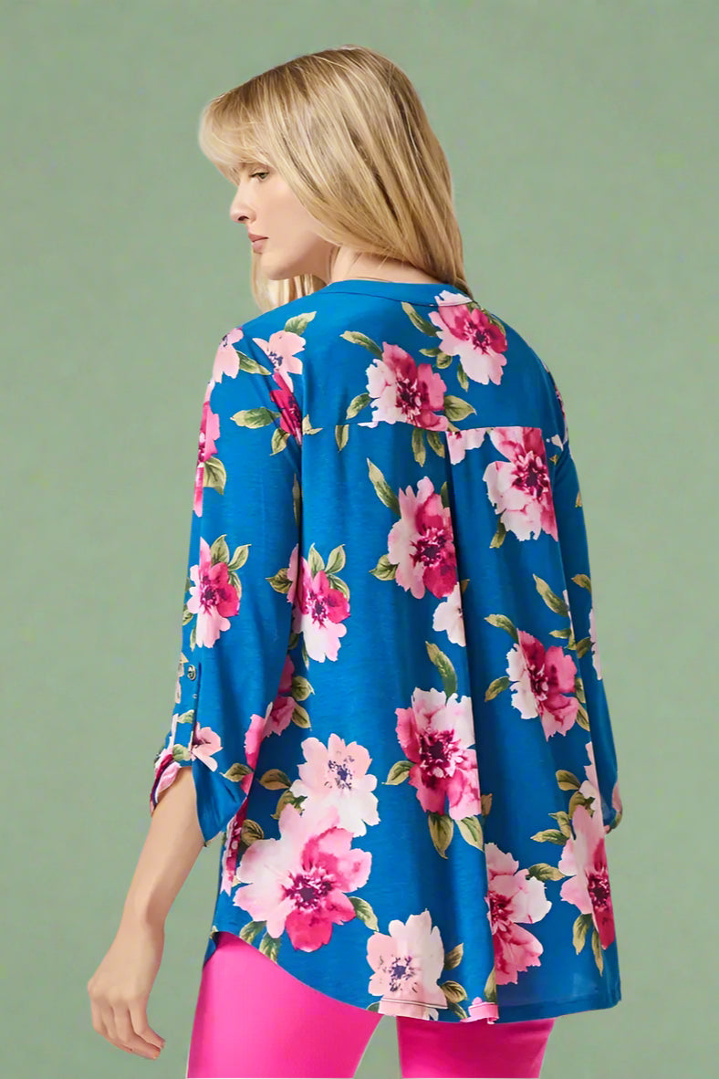 Lizzy Top - Teal Floral