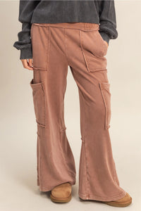 Mineral Washed Cargo Sweatpants - Chestnut