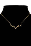 Textured Metal Antler Short Necklace - Gold