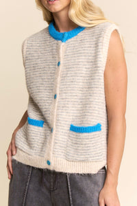 Striped Sweater Vest - Blue