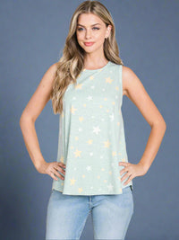 Star Print Tank - Mint