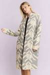 Giant Houndstooth Print Cardigan - Heather Grey