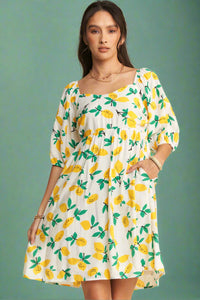 Smocked Mini Lemon Dress - Yellow