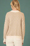 High Neck Herringbone Sweater - Natural