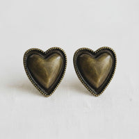 Bronze Heart Stud Earrings