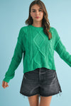 Adela Cable Knit Sweater - Lily Pad
