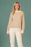 High Neck Herringbone Sweater - Natural