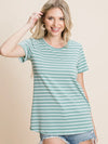 Casual Stripe Tee - Sage