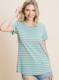 Casual Stripe Tee - Sage