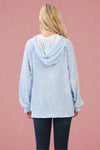 Textured Floral Hooded Pullover - Light Blue