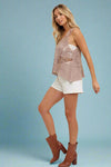 Open-Knit Crochet Top - Latte