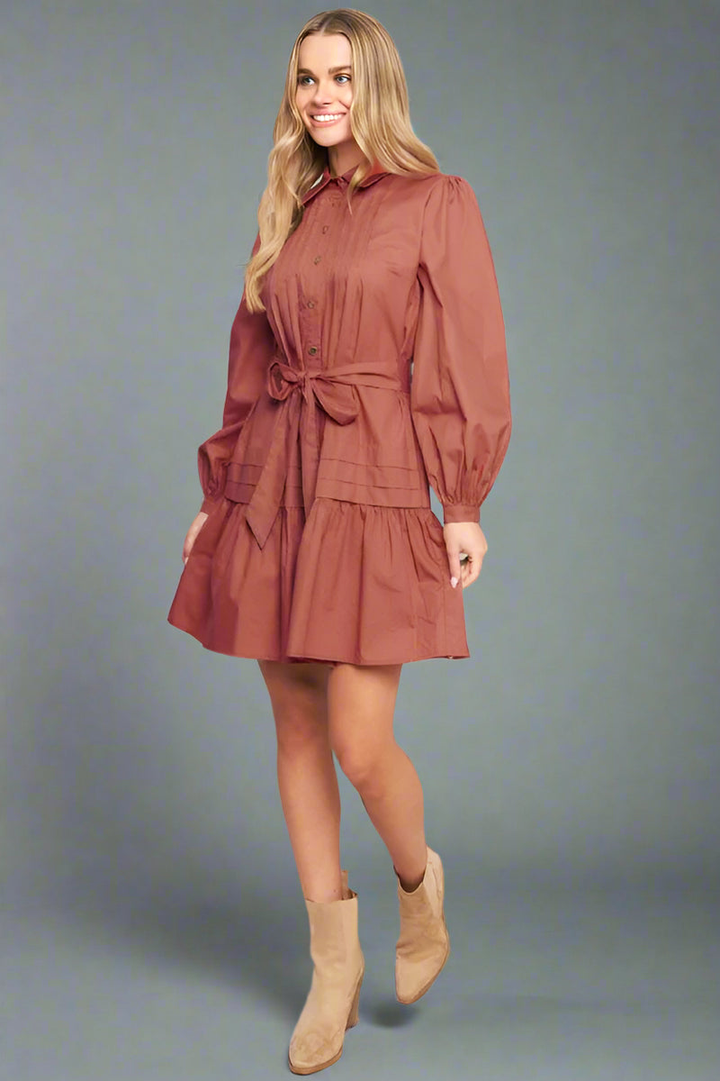 Solid Woven Mini Dress - Mauve